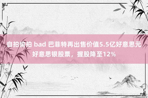 自拍偷拍 bad 巴菲特再出售价值5.5亿好意思元好意思银股票，握股降至12%