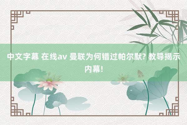 中文字幕 在线av 曼联为何错过帕尔默? 教导揭示内幕!