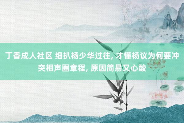 丁香成人社区 细扒杨少华过往, 才懂杨议为何要冲突相声圈章程, 原因简易又心酸